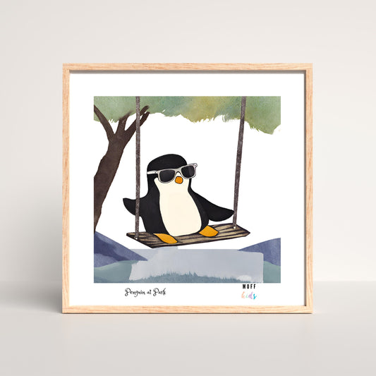 Art for Kids | Penguin at Park | Printable Kids Art | Educational Art Print | Digital Art Design | Instant Download