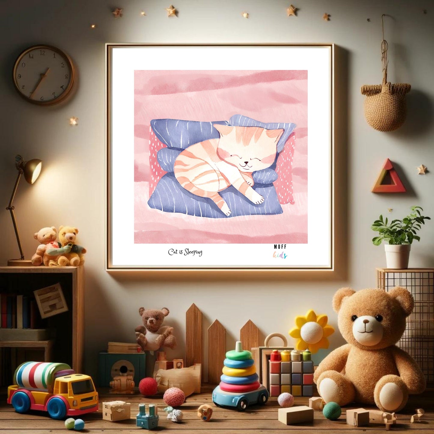 Art for Kids | Sleeping Animals No:1 | Printable Kids Art | Educational Art Print | Digital Art Design | Instant Download