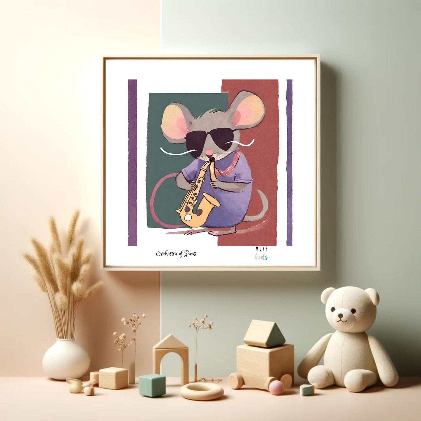 Art for Kids | Orchestra of Paws No:14 | Printable Kids Art | Educational Art Print | Digital Art Design | Instant Download