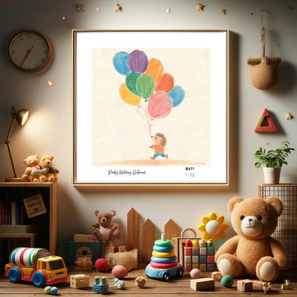 Art for Kids | Porky with Balloons | Printable Kids Art | Educational Art Print | Digital Art Design | Instant Download