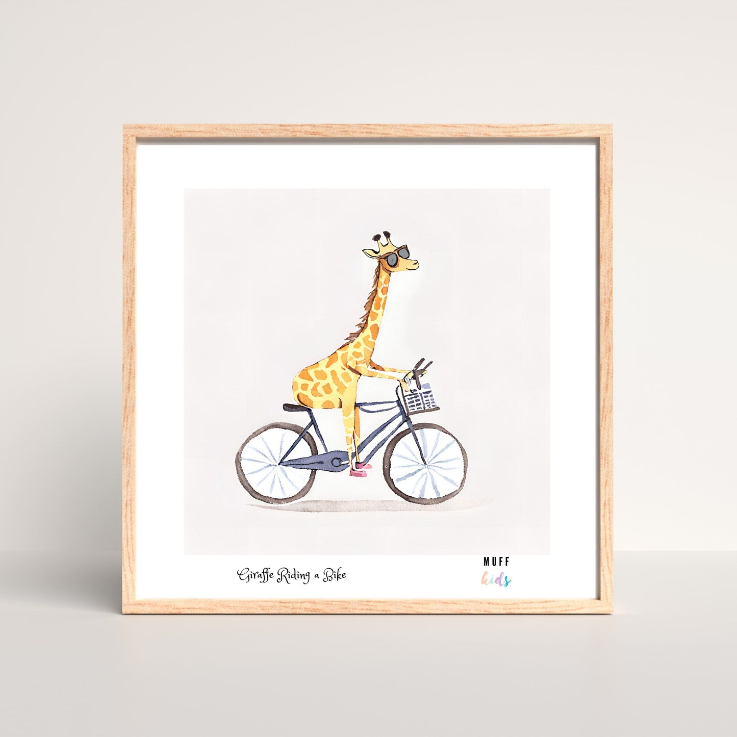 Art for Kids | Giraffe Riding a Bike | Printable Kids Art | Educational Art Print | Digital Art Design | Instant Download