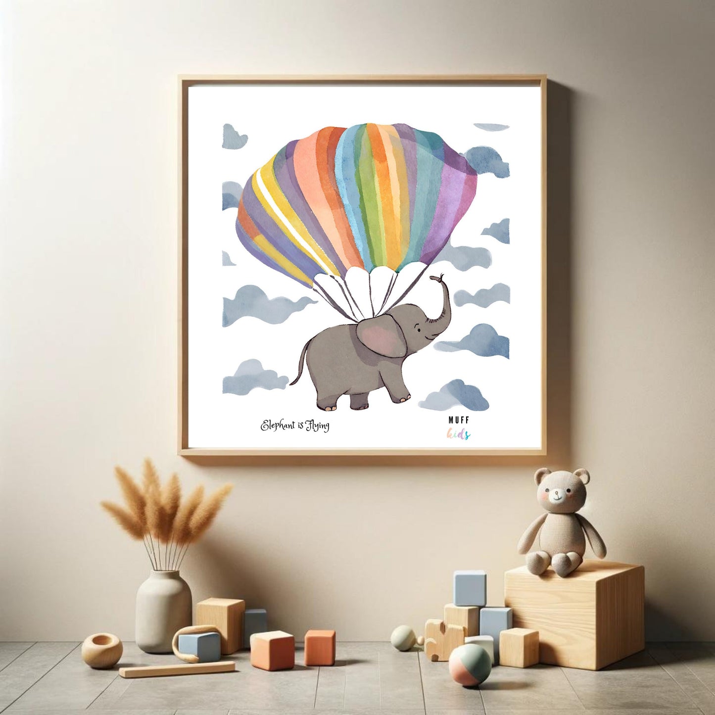 Art for Kids | Flying Elephants No:6 | Printable Kids Art | Educational Art Print | Digital Art Design | Instant Download