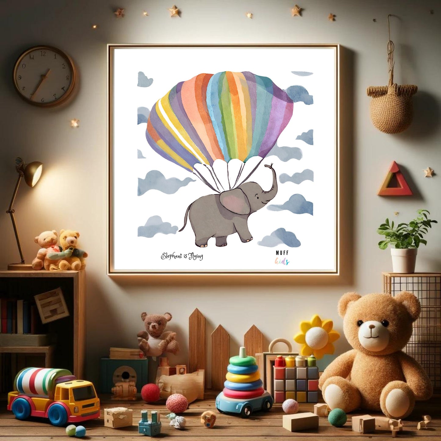 Art for Kids | Flying Elephants No:6 | Printable Kids Art | Educational Art Print | Digital Art Design | Instant Download