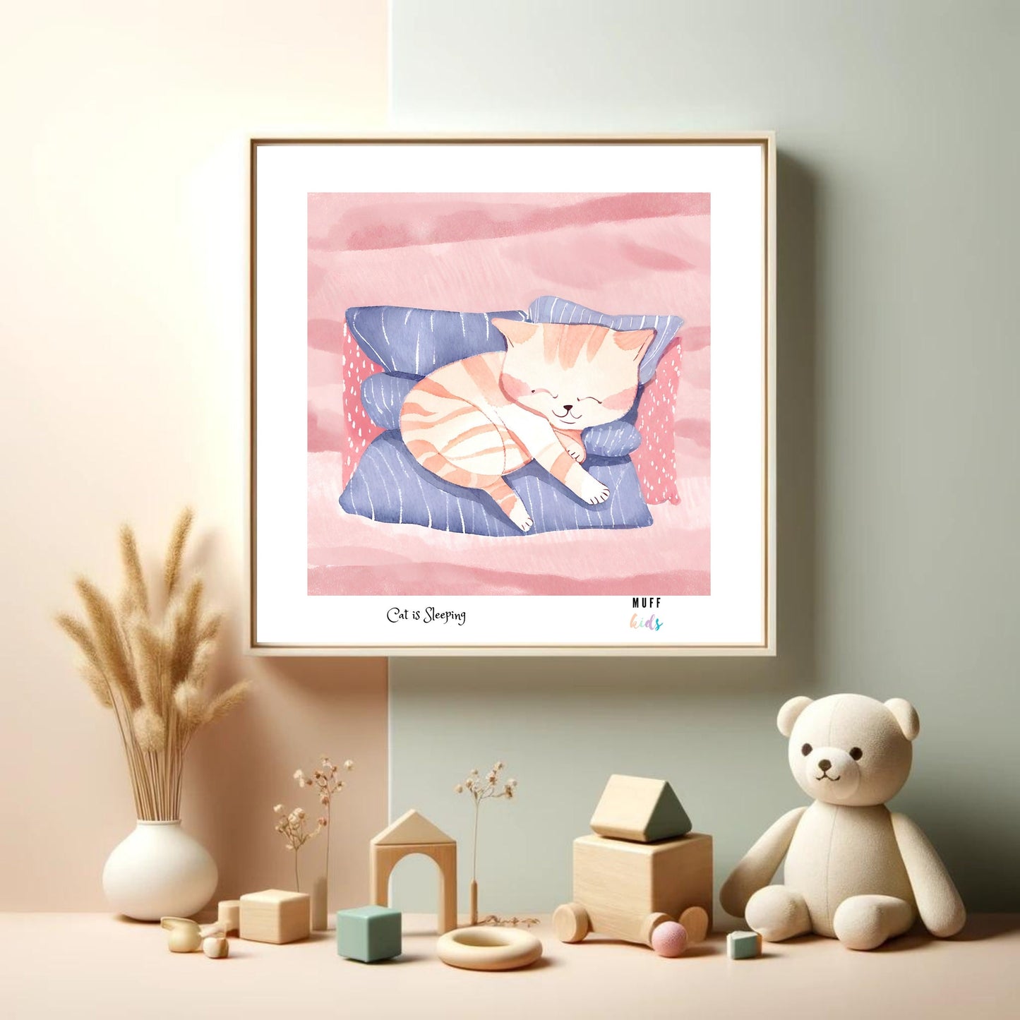 Art for Kids | Sleeping Animals No:1 | Printable Kids Art | Educational Art Print | Digital Art Design | Instant Download