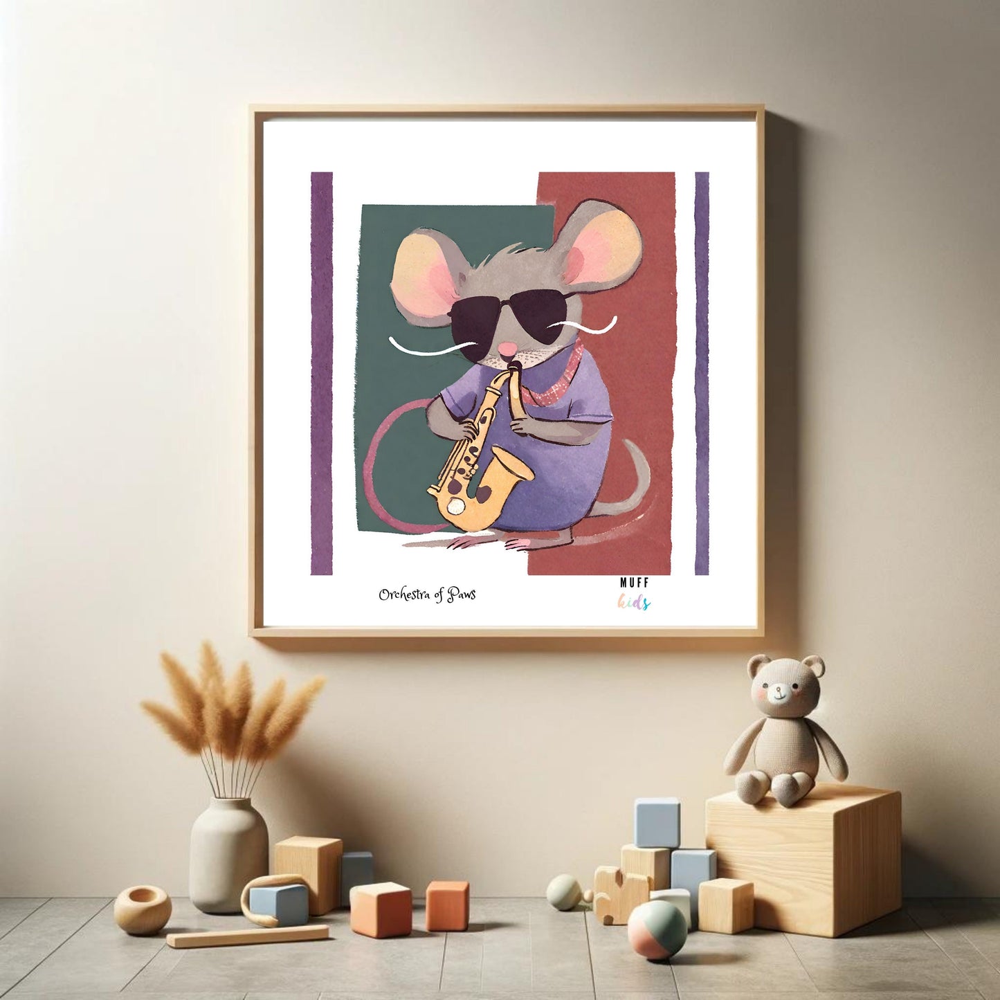 Art for Kids | Orchestra of Paws No:14 | Printable Kids Art | Educational Art Print | Digital Art Design | Instant Download