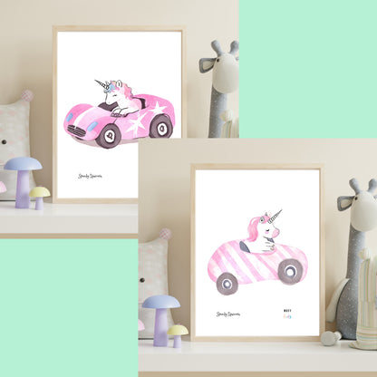 Speedy Unicorns Art Print Poster For Kids